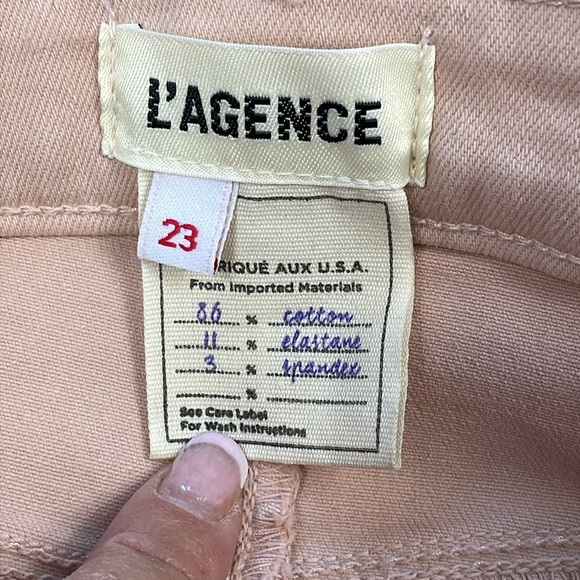 L’Agence Selma High Rise Bootcut Jeans Petal Coated Pink Sz 23 - Picture 5 of 13